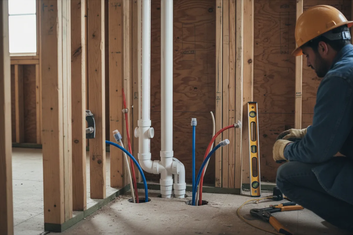 Drain and supply rough-in during Leak Detection in Waltersburg